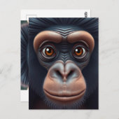 Niedlich Crazy Funny Chimpanzee Anime Portrait Postkarte (Vorne/Hinten)