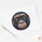 Niedlich Crazy Funny Chimpanzee Anime Portrait Runder Aufkleber (Umschlag)
