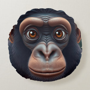 Niedlich Crazy Funny Chimpanzee Anime Portrait Rundes Kissen
