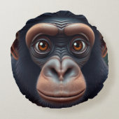 Niedlich Crazy Funny Chimpanzee Anime Portrait Rundes Kissen (Rückseite)