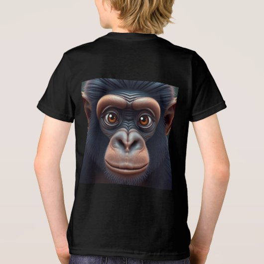 Niedlich Crazy Funny Chimpanzee Anime Portrait Tri-Blend Shirt (Rückseite)