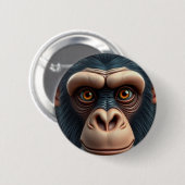 Niedlich Crazy Funny Chimpanzee Button (Vorne & Hinten)