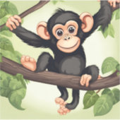Niedlich Crazy Funny Chimpanzee Cartoon Aufkleber (Vorderseite)