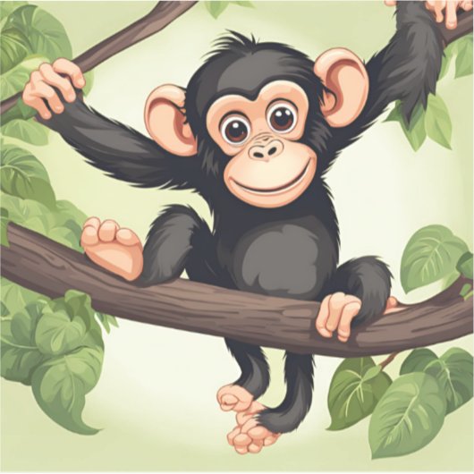 Niedlich Crazy Funny Chimpanzee Cartoon Aufkleber (Vorderseite)