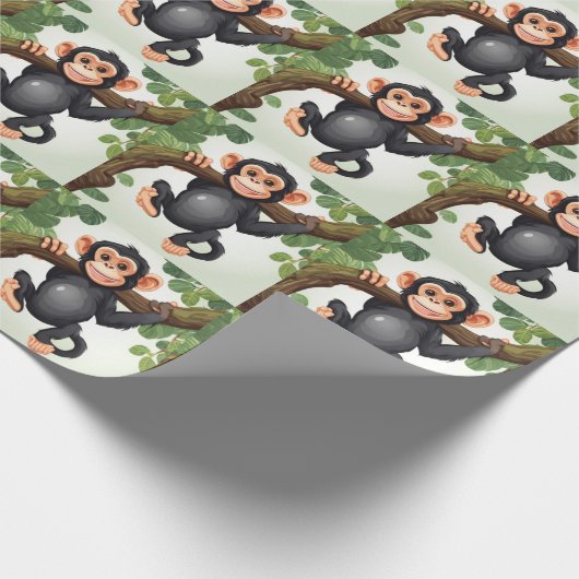 Niedlich Crazy Funny Chimpanzee Cartoon Geschenkpapier (Ecke)