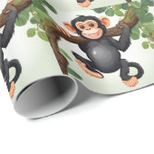Niedlich Crazy Funny Chimpanzee Cartoon Geschenkpapier (Rolleneckpunkt)