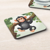 Niedlich Crazy Funny Chimpanzee Cartoon Getränkeuntersetzer (Linke Seite)