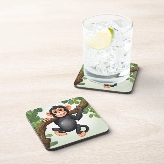 Niedlich Crazy Funny Chimpanzee Cartoon Getränkeuntersetzer (Rechte Seite)