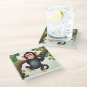 Niedlich Crazy Funny Chimpanzee Cartoon Glasuntersetzer (Schrägansicht)