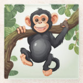 Niedlich Crazy Funny Chimpanzee Cartoon Glasuntersetzer (Vorderseite)