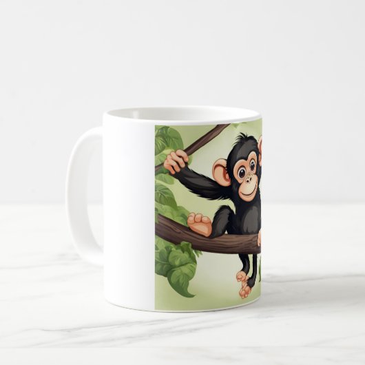 Niedlich Crazy Funny Chimpanzee Cartoon Kaffeetasse (Vorderseite Links)