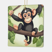 Niedlich Crazy Funny Chimpanzee Cartoon Keramikornament (Links)