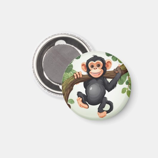 Niedlich Crazy Funny Chimpanzee Cartoon Magnet (Vorderseite/Rückseite)