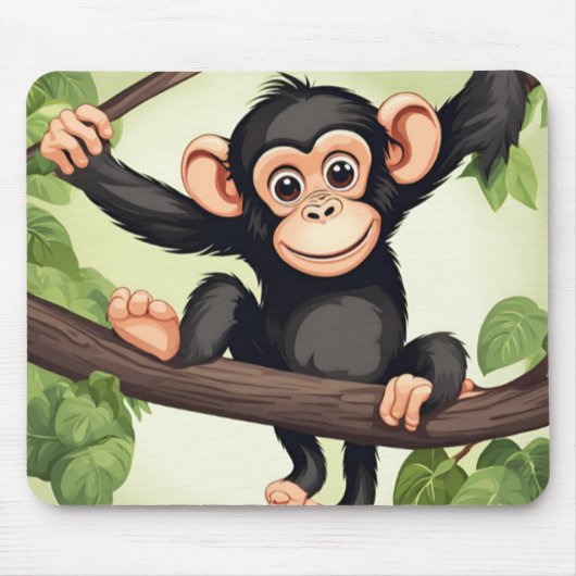Niedlich Crazy Funny Chimpanzee Cartoon Mousepad (Vorne)