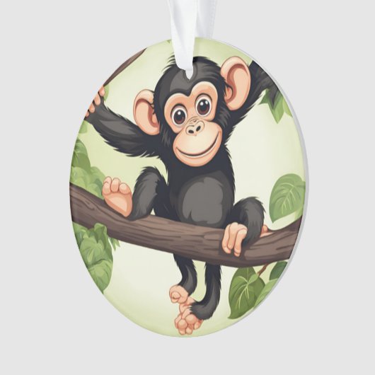 Niedlich Crazy Funny Chimpanzee Cartoon Ornament (Vorderseite)