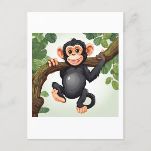Niedlich Crazy Funny Chimpanzee Cartoon Postkarte