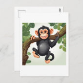 Niedlich Crazy Funny Chimpanzee Cartoon Postkarte (Vorne/Hinten)