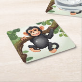 Niedlich Crazy Funny Chimpanzee Cartoon Rechteckiger Pappuntersetzer (angewinkelt)