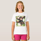Niedlich Crazy Funny Chimpanzee Cartoon T-Shirt (Vorne ganz)