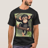 Niedlich Crazy Funny Chimpanzee Cartoon T-Shirt (Vorderseite)