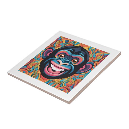 Niedlich Crazy Funny Chimpanzee Fliese (Seite)