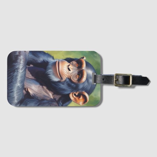 Niedlich Crazy Funny Chimpanzee Gepäckanhänger (Vorderseite (Horizontal))