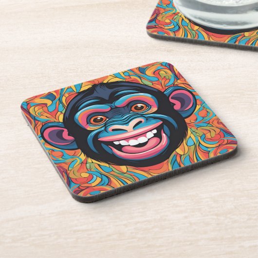 Niedlich Crazy Funny Chimpanzee Getränkeuntersetzer (Linke Seite)