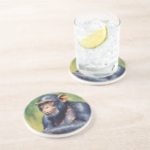 Niedlich Crazy Funny Chimpanzee Getränkeuntersetzer (Seite)