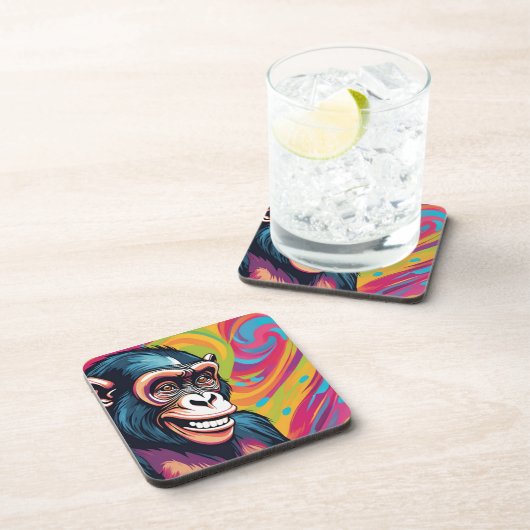 Niedlich Crazy Funny Chimpanzee Getränkeuntersetzer (Rechte Seite)