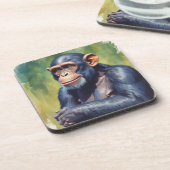 Niedlich Crazy Funny Chimpanzee Getränkeuntersetzer (Linke Seite)