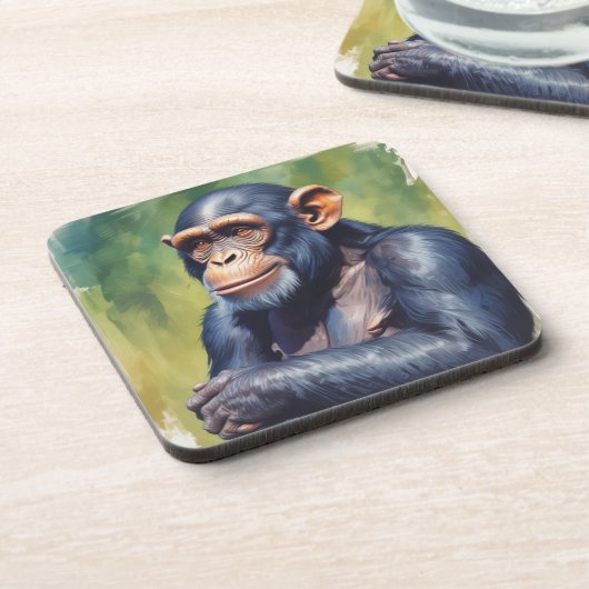 Niedlich Crazy Funny Chimpanzee Getränkeuntersetzer (Linke Seite)