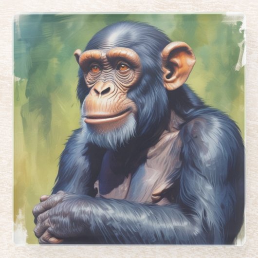 Niedlich Crazy Funny Chimpanzee Glasuntersetzer (Vorderseite)