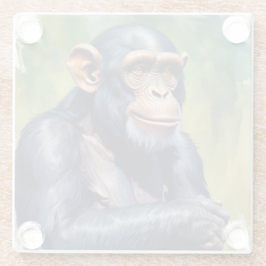 Niedlich Crazy Funny Chimpanzee Glasuntersetzer (Rückseite)