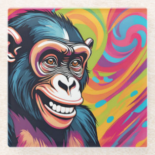 Niedlich Crazy Funny Chimpanzee Glasuntersetzer