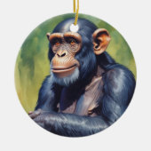 Niedlich Crazy Funny Chimpanzee Keramik Ornament (Vorne)