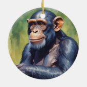 Niedlich Crazy Funny Chimpanzee Keramik Ornament (Hinten)