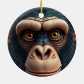 Niedlich Crazy Funny Chimpanzee Keramik Ornament (Hinten)
