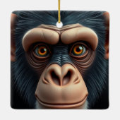 Niedlich Crazy Funny Chimpanzee Keramikornament (Rückseite)