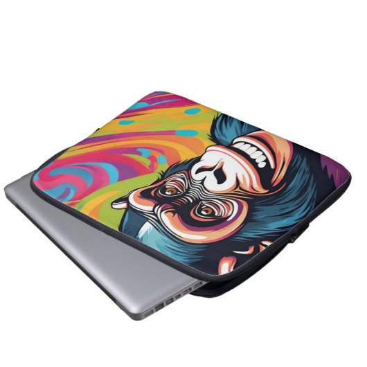 Niedlich Crazy Funny Chimpanzee Laptopschutzhülle (Vorne Knopf)