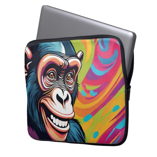 Niedlich Crazy Funny Chimpanzee Laptopschutzhülle (Vorderseite Links)