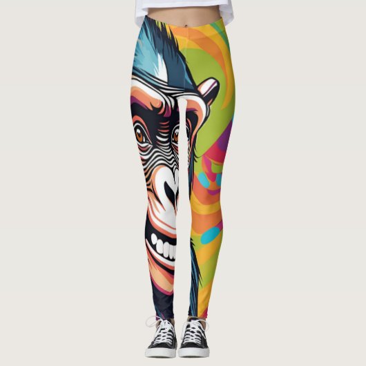 Niedlich Crazy Funny Chimpanzee Leggings (Vorderseite)
