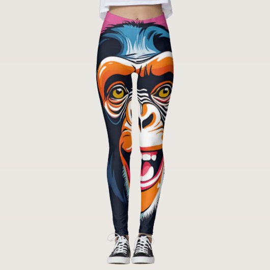 Niedlich Crazy Funny Chimpanzee Leggings (Vorderseite)