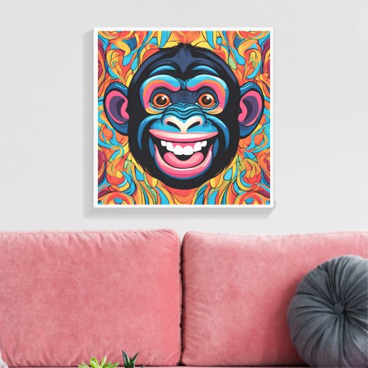 Niedlich Crazy Funny Chimpanzee Leinwanddruck (Insitu (Wohnzimmer))