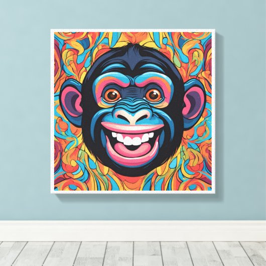 Niedlich Crazy Funny Chimpanzee Leinwanddruck (Insitu (Holzboden))