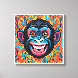 Niedlich Crazy Funny Chimpanzee Leinwanddruck