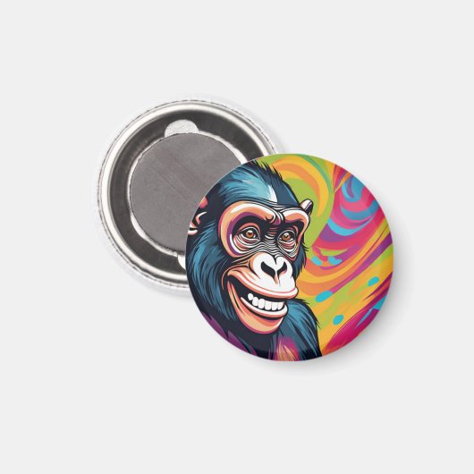 Niedlich Crazy Funny Chimpanzee Magnet (Vorderseite/Rückseite)