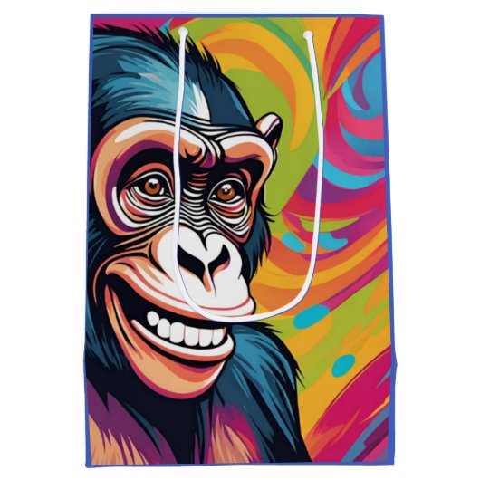 Niedlich Crazy Funny Chimpanzee Mittlere Geschenktüte (Rückseite)