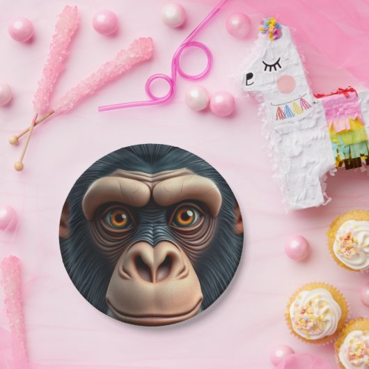 Niedlich Crazy Funny Chimpanzee Pappteller (Party)