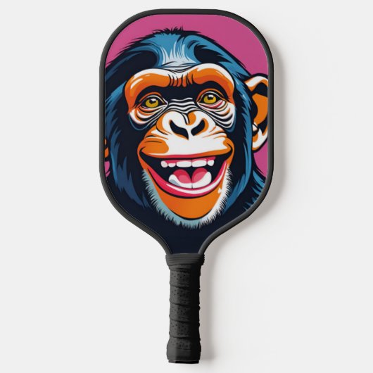Niedlich Crazy Funny Chimpanzee Pickleball Schläger (Rückseite)