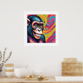 Niedlich Crazy Funny Chimpanzee Poster (Küche)